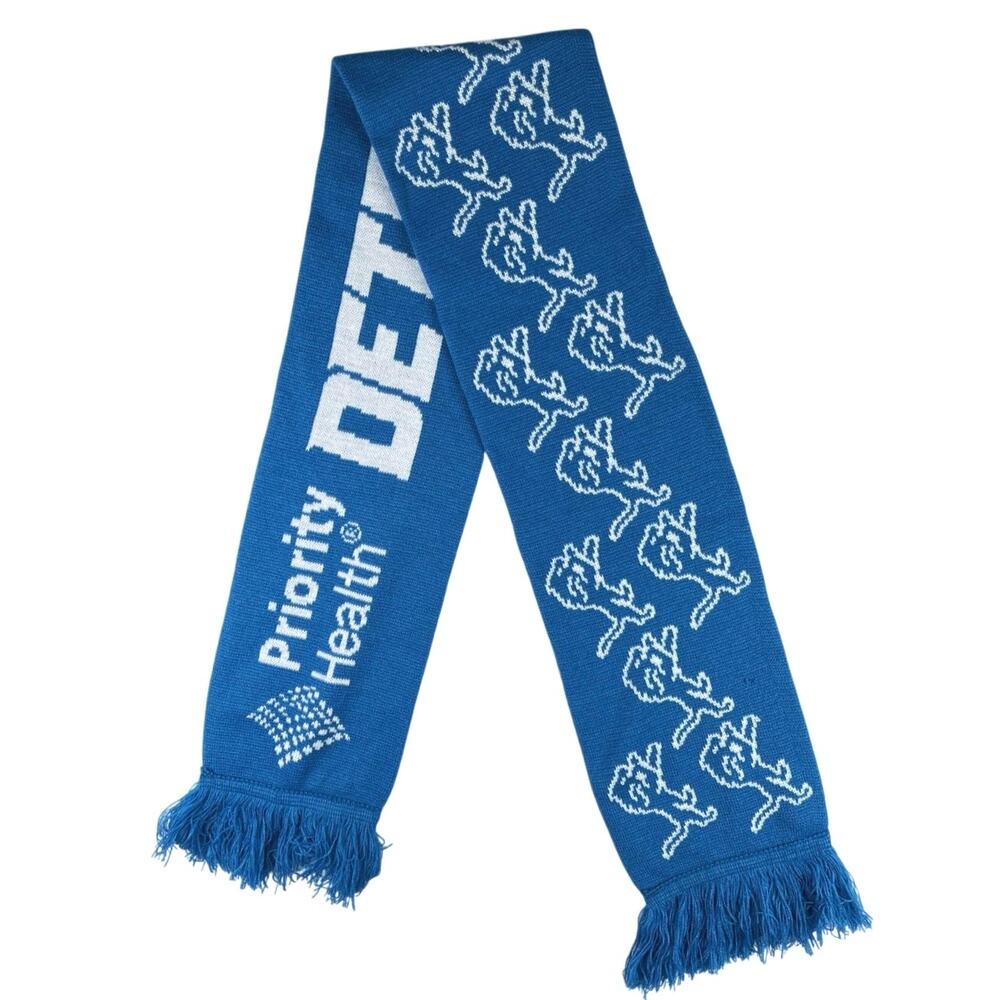 NFL Football Detroit Lions Priority Health Logo Fringe Promotional Wrap Scarf OS